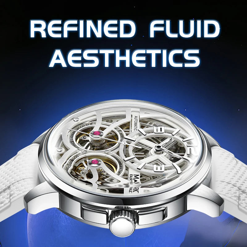 Mark Fairwhale Cross Border Exclusive Fully Skeleton Mechanical Men's Watch Alloy Case Luminous Auto Mechanical Watch