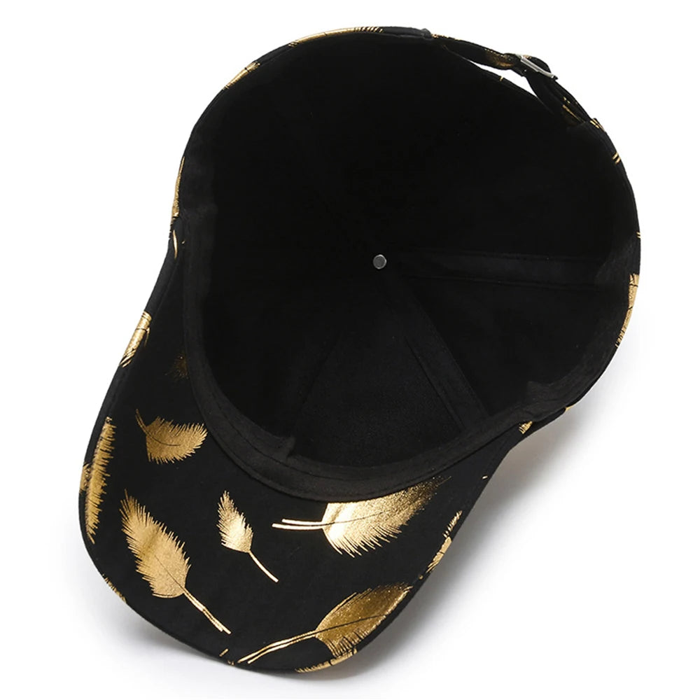 FS Brand Black Golden Feather Print Baseball Cap For Men Summer Women Trucker Hat Casual Cotton Snapback Hip Hop Caps Bone 2026