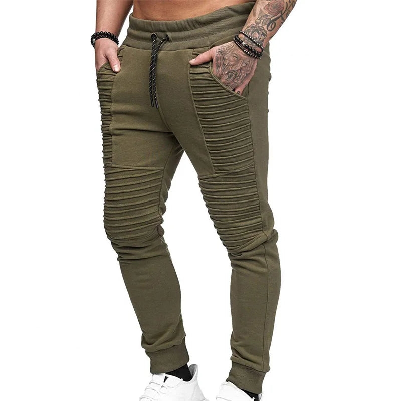 Autumn Winter Pants Men Stripe Design Casual Slim Joggers Men Solid Full Length Sweatpants Men Hip Hop Streetwear Men Trousers