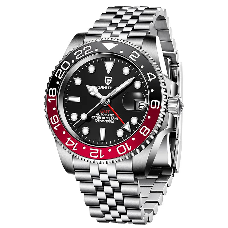 PAGANI 1662 GMT Men Mechanical Watches Sapphire Glass GMT Watches 100M Waterproof All Stainless Steel Automatic Men Watch