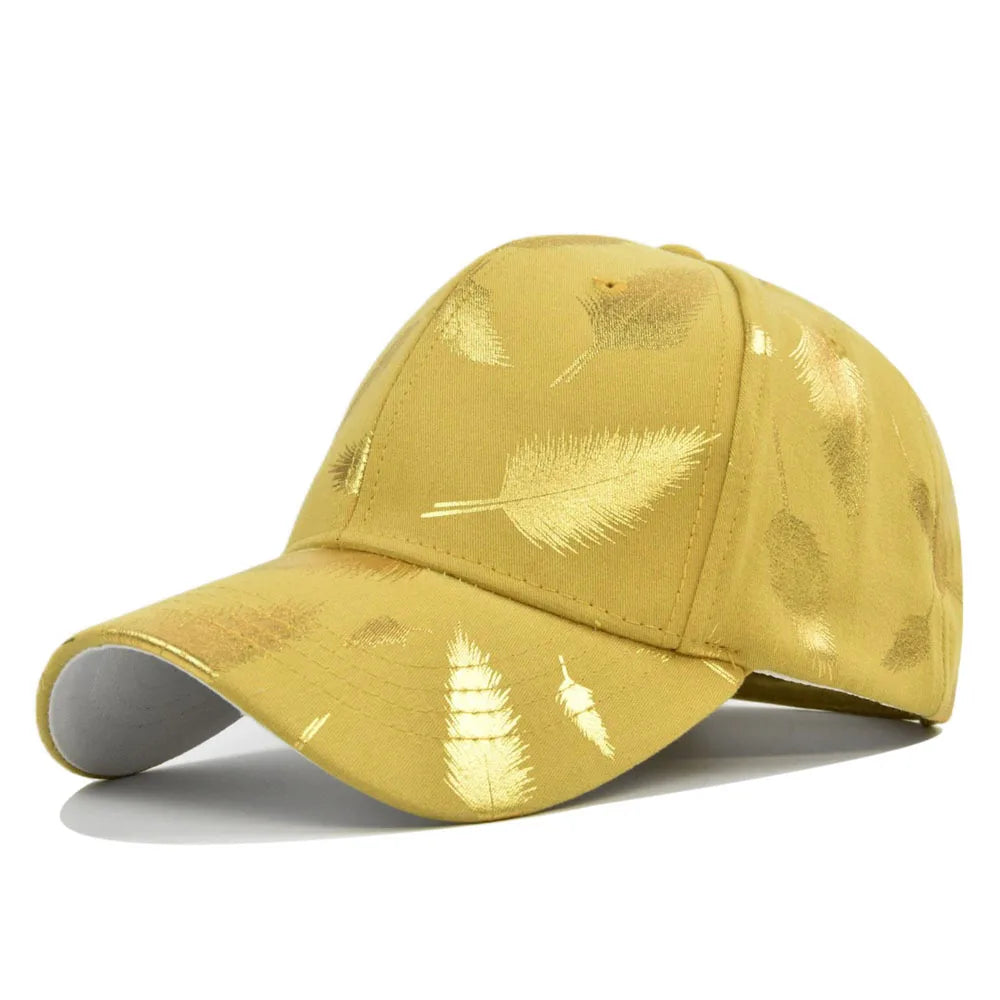 FS Brand Black Golden Feather Print Baseball Cap For Men Summer Women Trucker Hat Casual Cotton Snapback Hip Hop Caps Bone 2026