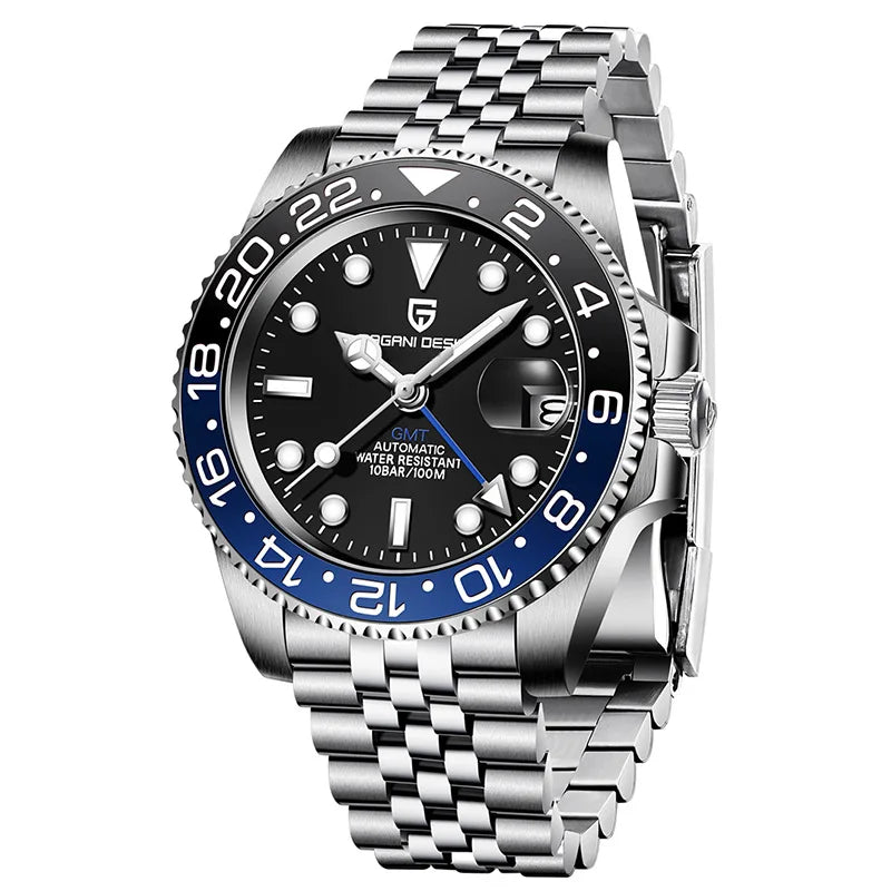 PAGANI 1662 GMT Men Mechanical Watches Sapphire Glass GMT Watches 100M Waterproof All Stainless Steel Automatic Men Watch