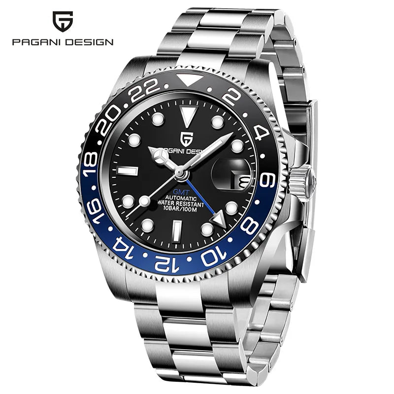 PAGANI 1662 GMT Men Mechanical Watches Sapphire Glass GMT Watches 100M Waterproof All Stainless Steel Automatic Men Watch