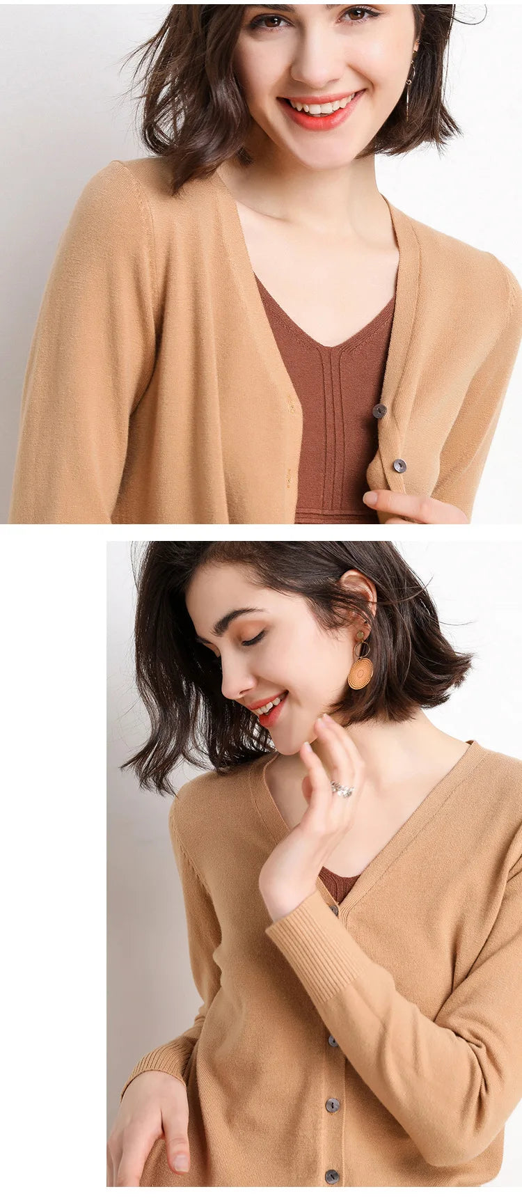 2025 Women Cardigans Long Sleeve Knitted Outerwear Solid Thin Spring Autumn Sweaters V-neck Knitwears Korean Fashion Cardigans