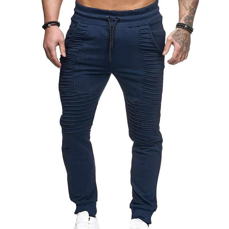 Autumn Winter Pants Men Stripe Design Casual Slim Joggers Men Solid Full Length Sweatpants Men Hip Hop Streetwear Men Trousers