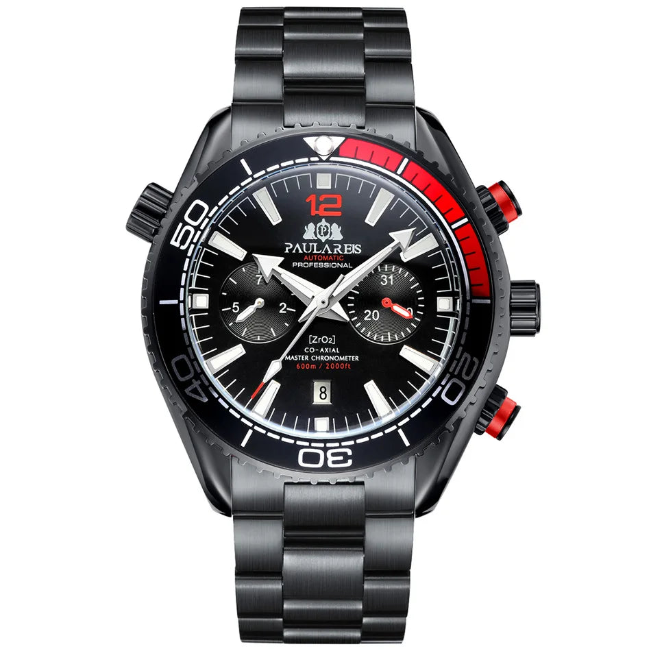 Drop Ship Men Mechanical Wristwatch Stainless Steel Waterproof Sport Chronograph See Through Montre Homme Luxury Automatic Watch