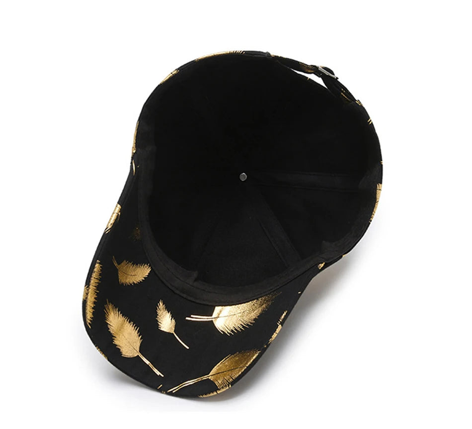 FS Brand Black Golden Feather Print Baseball Cap For Men Summer Women Trucker Hat Casual Cotton Snapback Hip Hop Caps Bone 2026