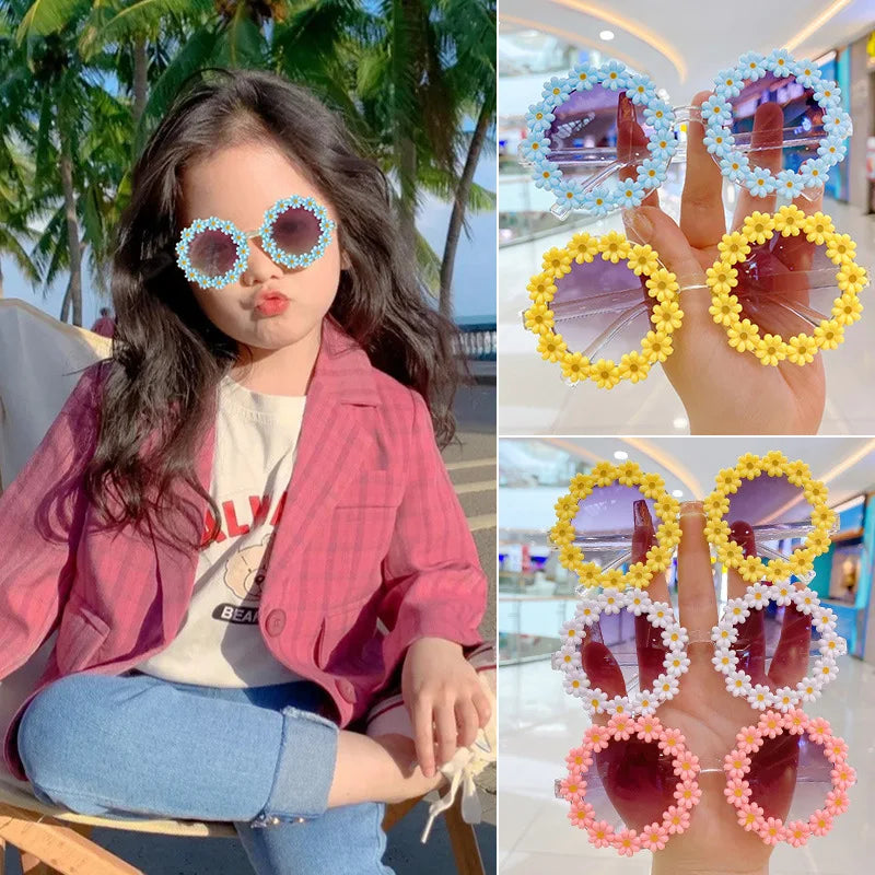 2022 New Girl Boys Cute Sunglasses Flower Outdoor Children Lovely Vintage Sunglasses UV400 Classic Toddler Kids Shades