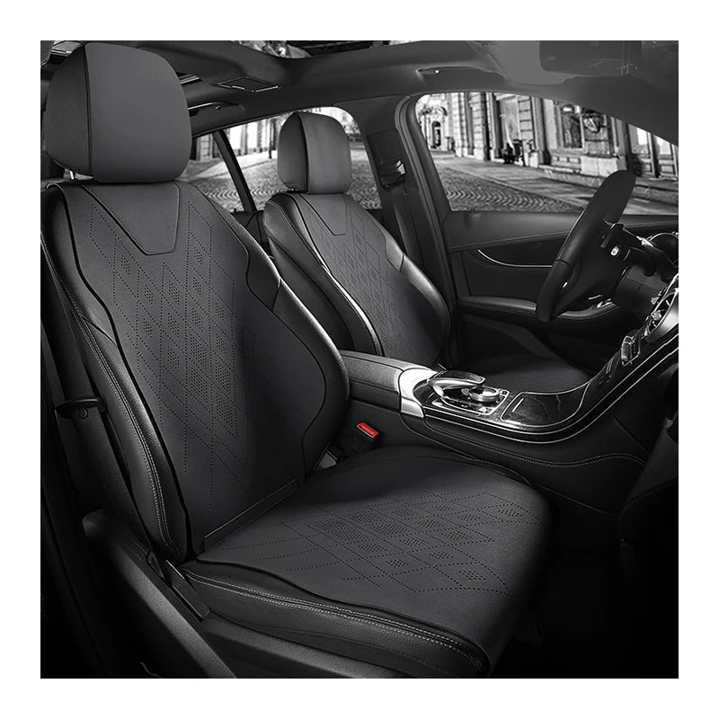 Universal Fit Car Accessories Suede Saddle Seat Cushion Pad Half Covered for 90% Sedan SUV Suede Set Cover Only 2 Front Seats