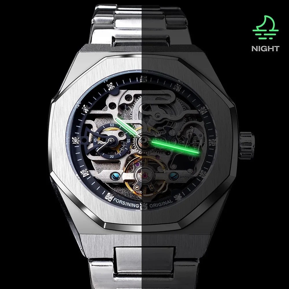 Watches Men Wrist Top Brand Waterproof Fashion Design Luminous Male Relojes Hombre Iced Out Tourbillon Skeleton Mechanical Watch