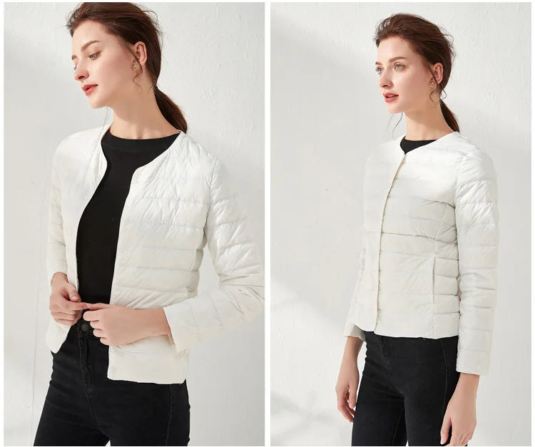 2024 New Spring Winter Women Liner Warm Down Jackets Ultralight Collarless Portable Female Padded Parkas O-Neck Puffer Overcoat