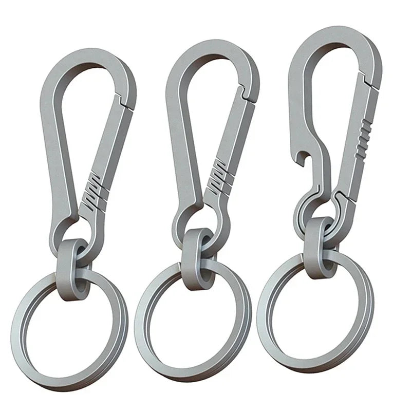 Titanium Buckles EDC Outdoor Tool Titanium Alloy Keychain Tiranium Buckle Key Ring Car Accessories Keychain Pendant Gift for Man
