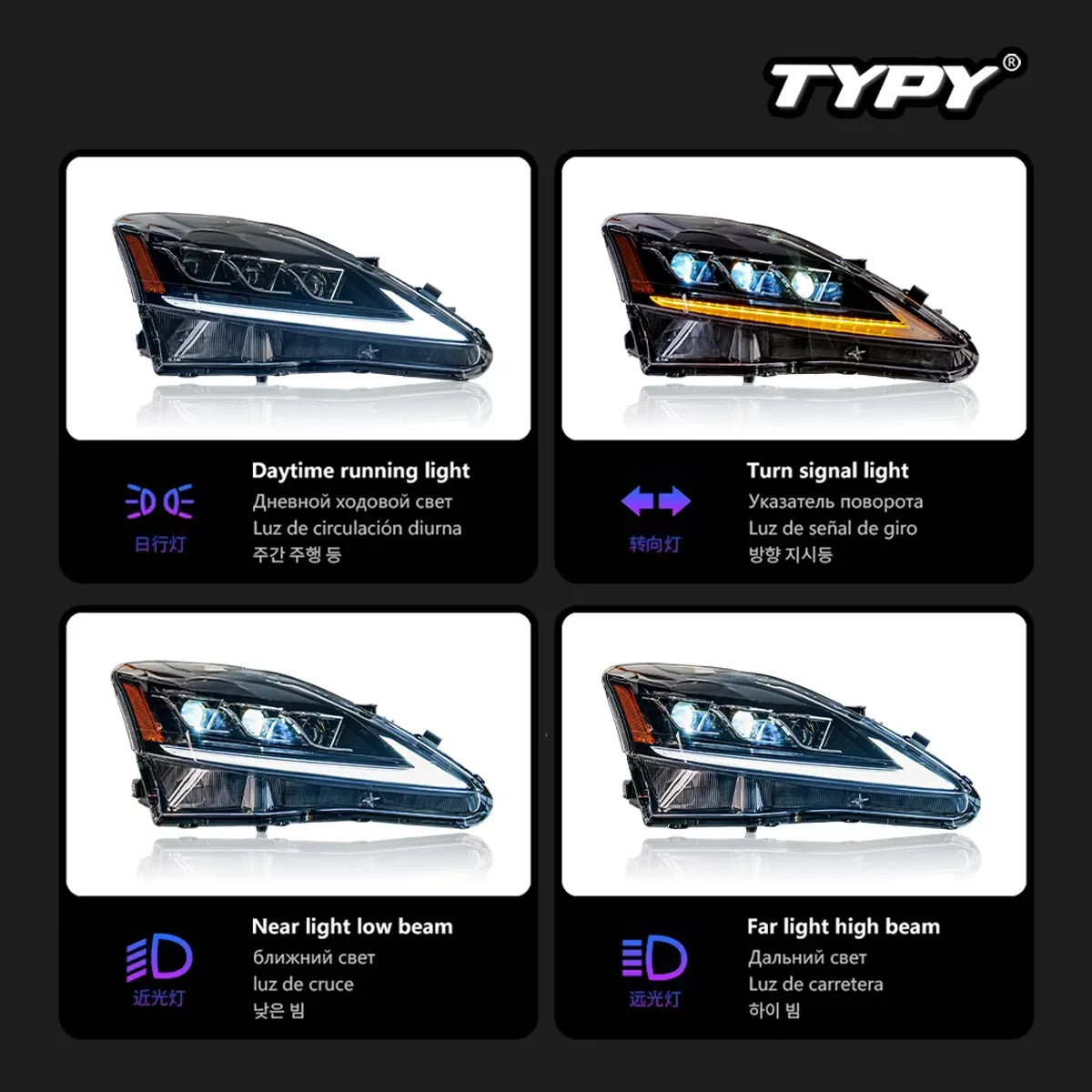 Car Accessories LED Headlights for Lexus IS250/ IS250C IS350 IS350C IS220d 2006-2012  ISF 2008-2014 Turn Signal