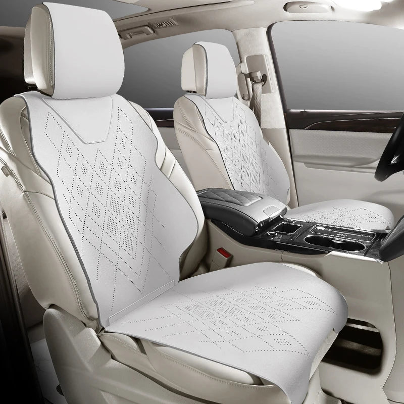Universal Fit Car Accessories Suede Saddle Seat Cushion Pad Half Covered for 90% Sedan SUV Suede Set Cover Only 2 Front Seats