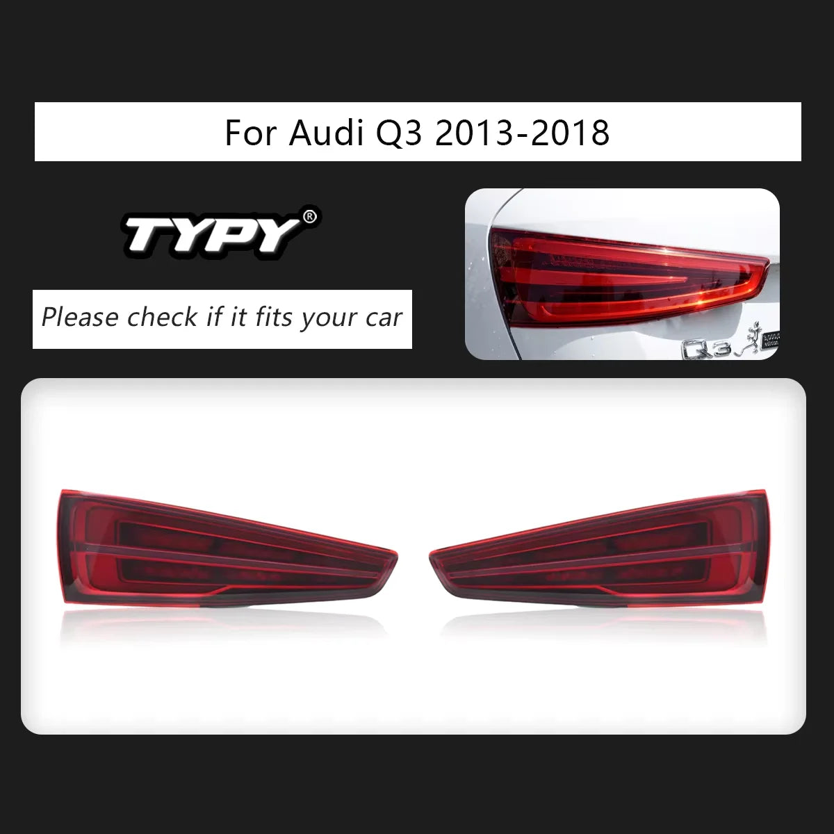 TYPY Car Tail Lights for Audi Q3 2013-2018 LED Car Tail Lamps Daytime Running Lights Dynamic Turn Signals Car Accessories