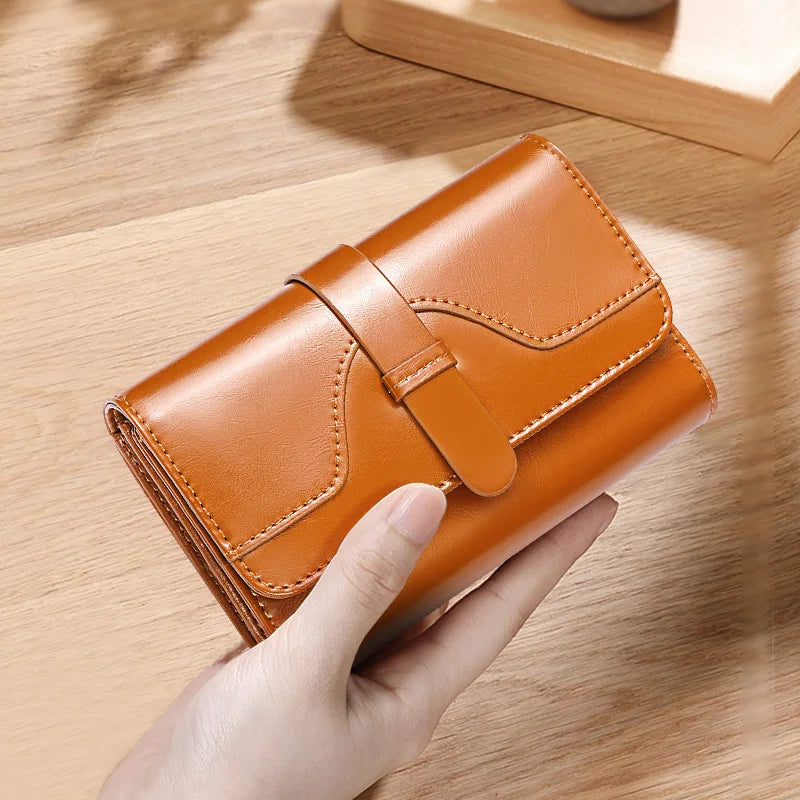 Women Short Wallet Small Fashion Luxury Genuine Leather Purse Ladies Card Bag for Women Clutch Female Purse Money Clip Wallet