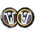 OVOVS Car Accessories 50W 7 Inch Led Headlights with V Shape DRL Turn Signal High Low Beam for Jeep Wrangler JK