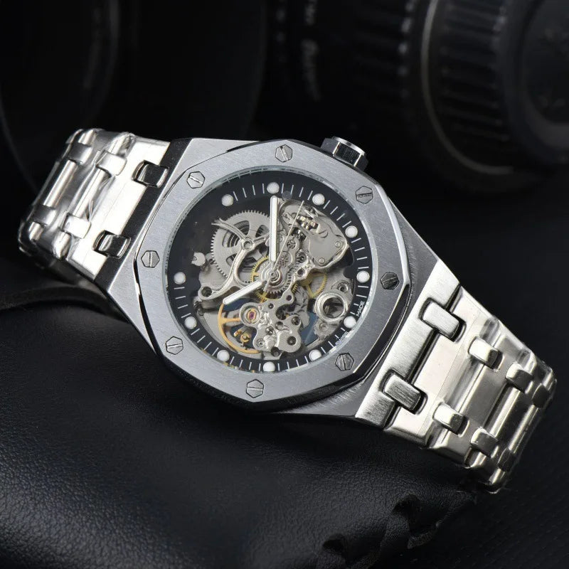 2024 Automatic Mechanical Men's Watch Stainless Steel Band Metal Octagonal Case Medieval Style 43mm Pointer Dial