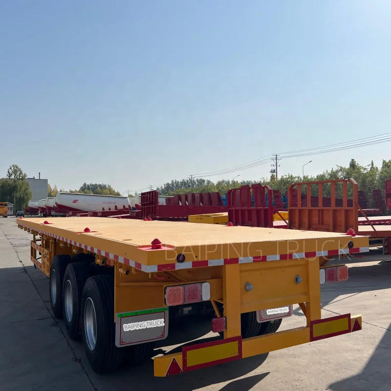 BAIPING 40 ft 25-30 Tons Steel Drop Deck Flat Transport Three Axle Semi Trailer with Front Gear for Sale