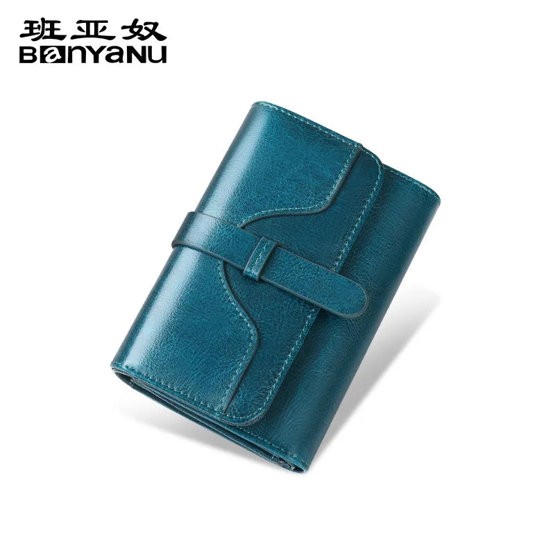Women Short Wallet Small Fashion Luxury Genuine Leather Purse Ladies Card Bag for Women Clutch Female Purse Money Clip Wallet