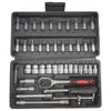46PCS Master Mechanic Tool Kit with 3/8" Ratchet, SAE/Metric Sockets, Torx/Hex Bits, Extension Bars - Professional Grade -001