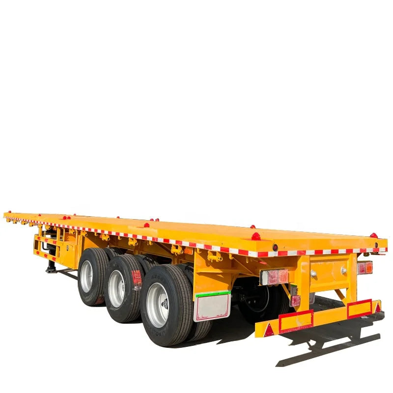 BAIPING 40 ft 25-30 Tons Steel Drop Deck Flat Transport Three Axle Semi Trailer with Front Gear for Sale