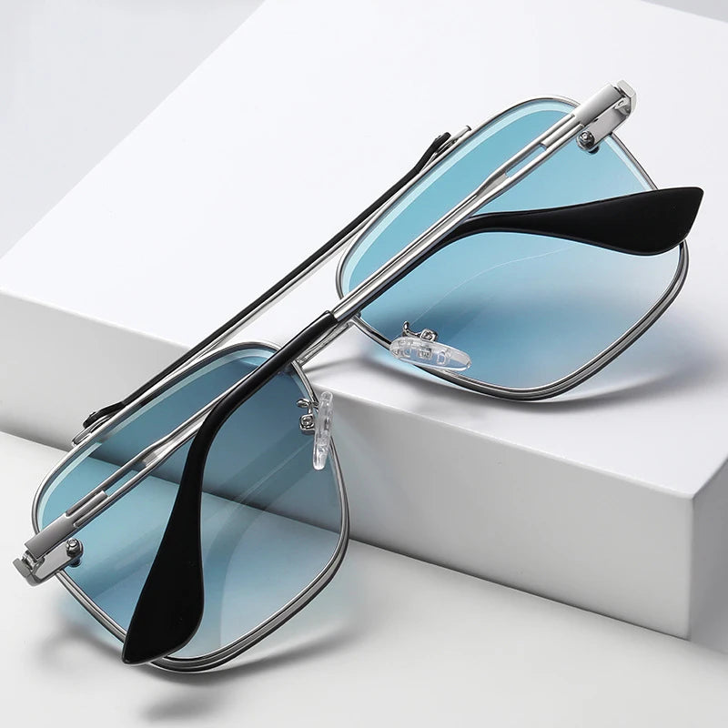 2022 New Design Fashion Metal Frame UV400 protection Gradient Color Lens Men Sunglasses