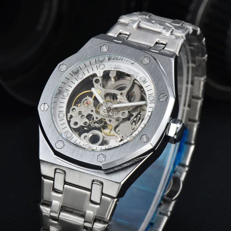 2024 Automatic Mechanical Men's Watch Stainless Steel Band Metal Octagonal Case Medieval Style 43mm Pointer Dial