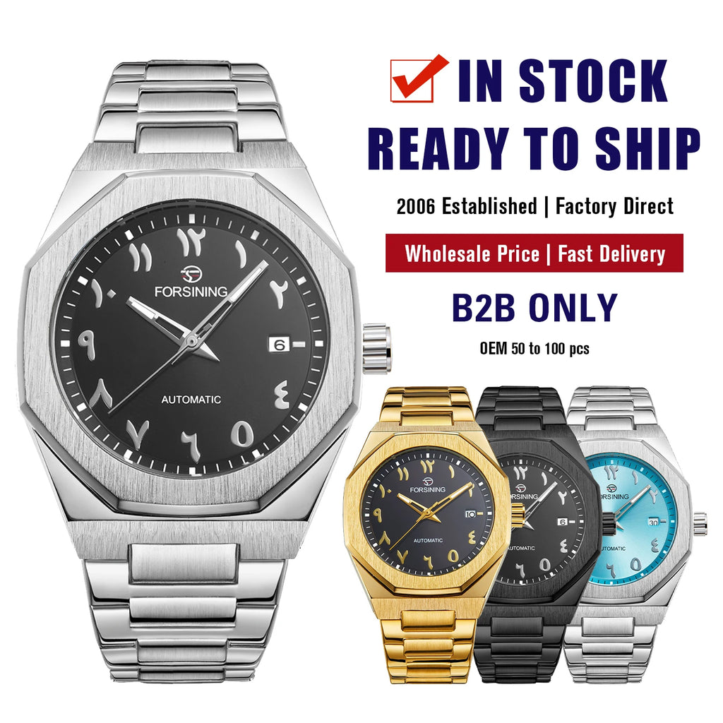 Hot Sale Arabic Numerals Design Fashionable Automatic Mechanical Men's Watch Light Blue OEM 41mm Charm Luxury Business Watches