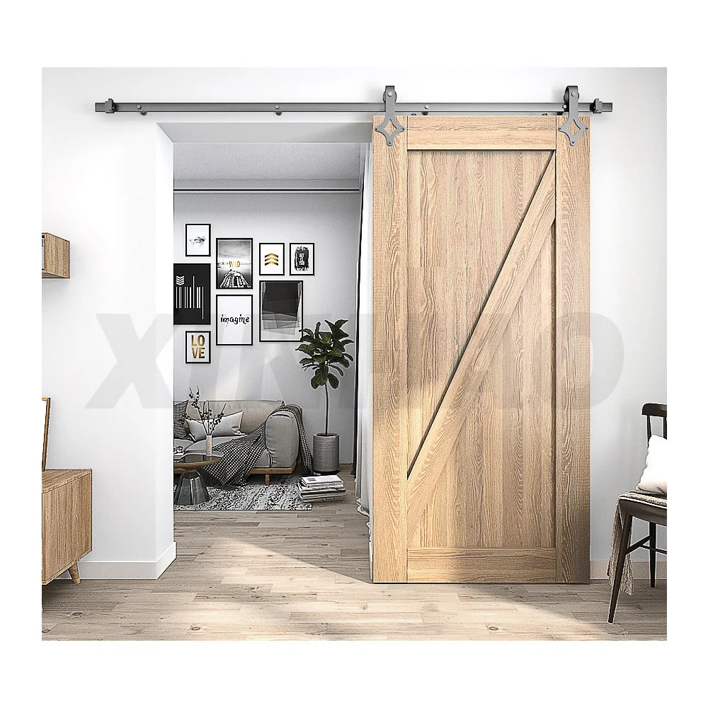 SKYSEN 6.6FT/2M Single Door Sliding Barn Door Hardware Kit Mechanism for Single Wood Doors