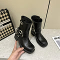 2025 Autumn Winter Retro Women's Long & Short Square Toe Waterproof Motorcycle Western Cowboy Boots Chunky Heels Trend