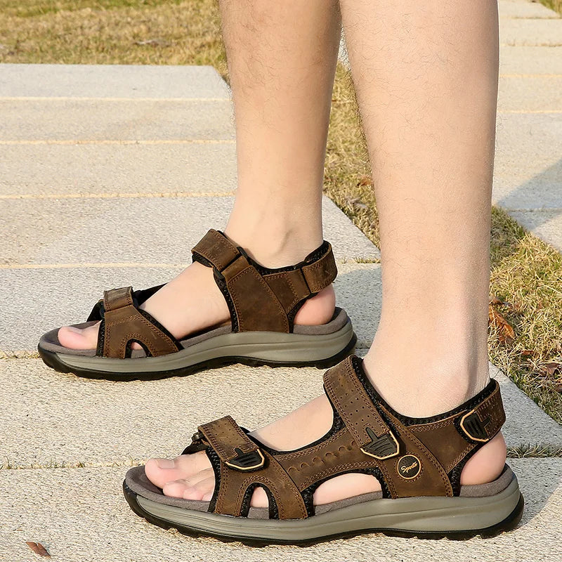 Men's Sandals outdoor Summer Comfortable Men Shoes Soft genuine leather Men Roman Sandals Men Water Trekking Sandals men