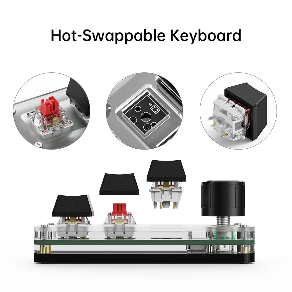USB-C Customized Keyboard Mini Copy Paste 2 3 Keys with RGB Light Multimedia Knob Mechanical Hot Swap Programmable Macro Keypads