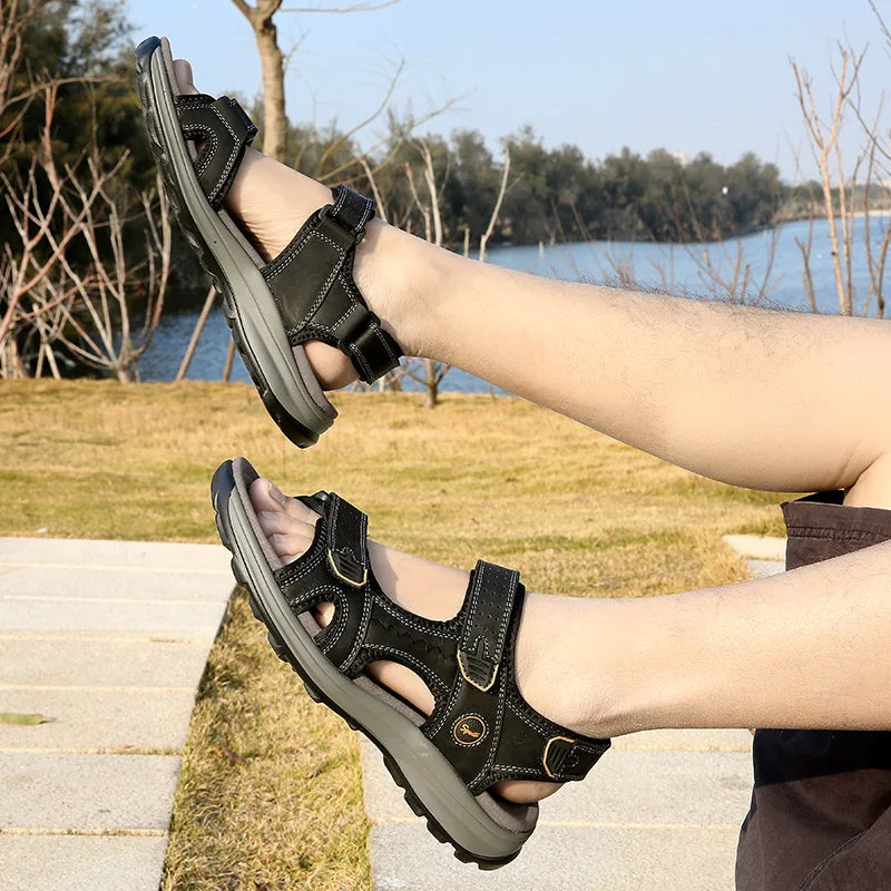 Men's Sandals outdoor Summer Comfortable Men Shoes Soft genuine leather Men Roman Sandals Men Water Trekking Sandals men