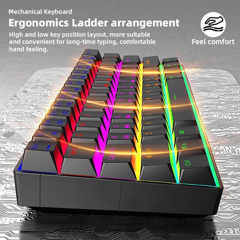 TMICE 61 Keys 60 Percent Wired Mechanical Keyboard 60% RGB Gaming Keyboard for Computer PC Keyboard with Backlit