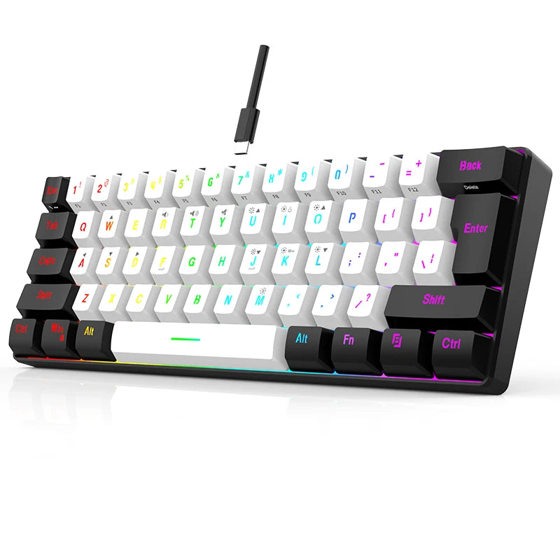 Hot Selling Portable 61 Key Gaming Keyboard 60% Gamer RGB Backlit Wired Mechanical Feel Keyboard Customization