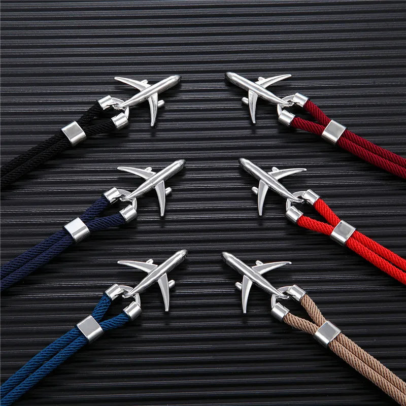 MKENDN Airport Fashion Men Women Airplane Anchor Bracelets Charm Rope Chain Paracord aviation life Jewelry Pulseras hombres