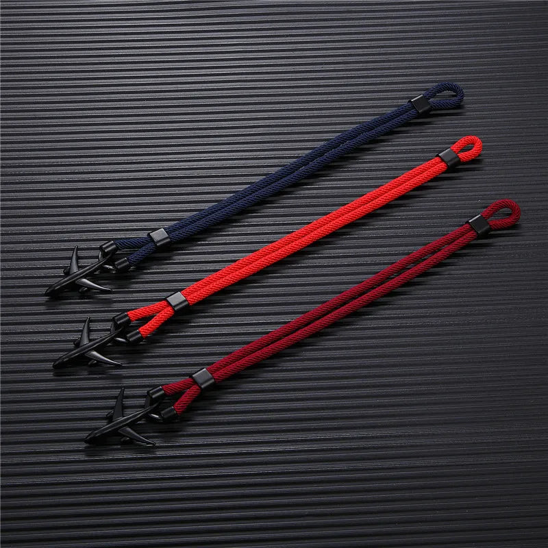 MKENDN Airport Fashion Men Women Airplane Anchor Bracelets Charm Rope Chain Paracord aviation life Jewelry Pulseras hombres