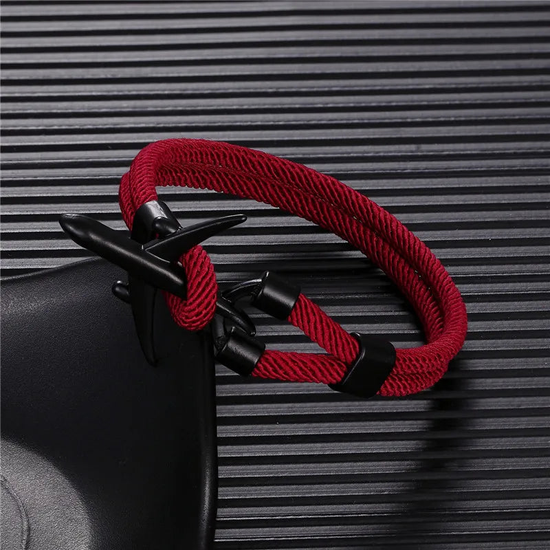 MKENDN Airport Fashion Men Women Airplane Anchor Bracelets Charm Rope Chain Paracord aviation life Jewelry Pulseras hombres