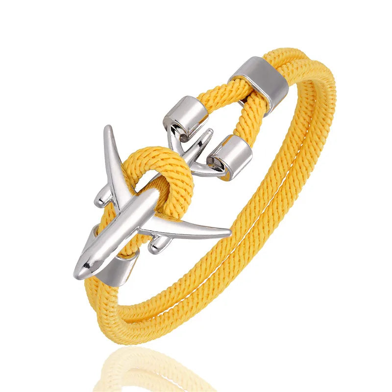 MKENDN Airport Fashion Men Women Airplane Anchor Bracelets Charm Rope Chain Paracord aviation life Jewelry Pulseras hombres