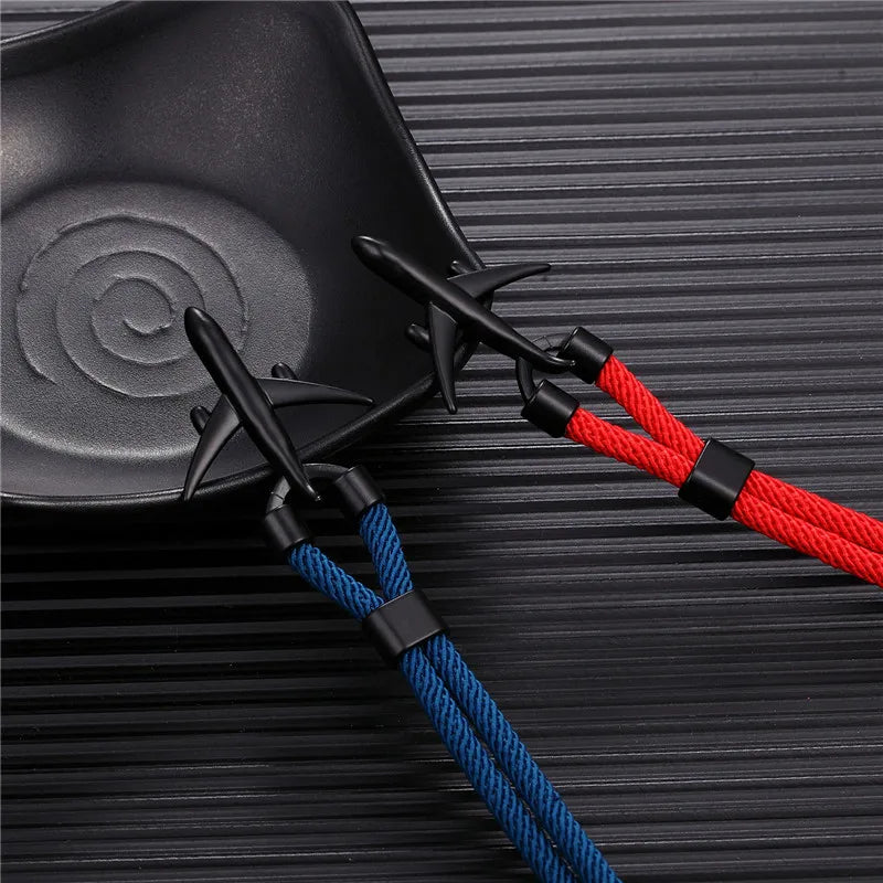 MKENDN Airport Fashion Men Women Airplane Anchor Bracelets Charm Rope Chain Paracord aviation life Jewelry Pulseras hombres