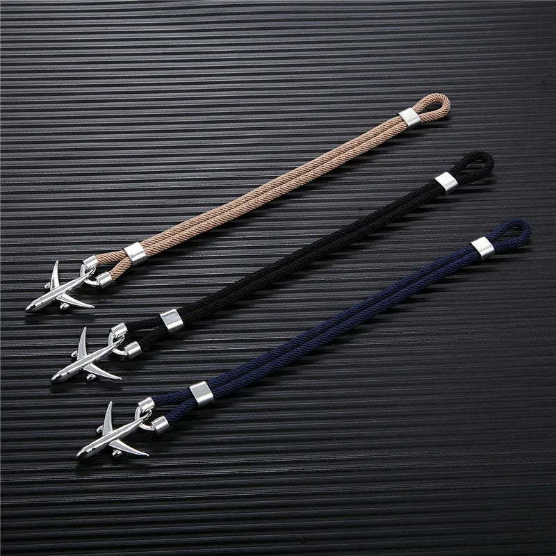 MKENDN Airport Fashion Men Women Airplane Anchor Bracelets Charm Rope Chain Paracord aviation life Jewelry Pulseras hombres