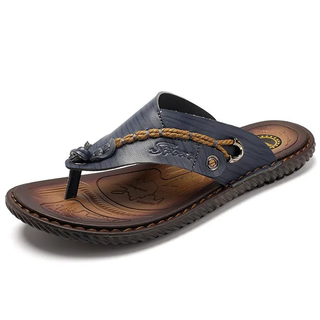 MIXIDELAI Men Sandals Summer Shoes Men Beach Sandals Brand Men Casual Shoes Flip Flops Leather Sneakers Men Slippers Size38-46