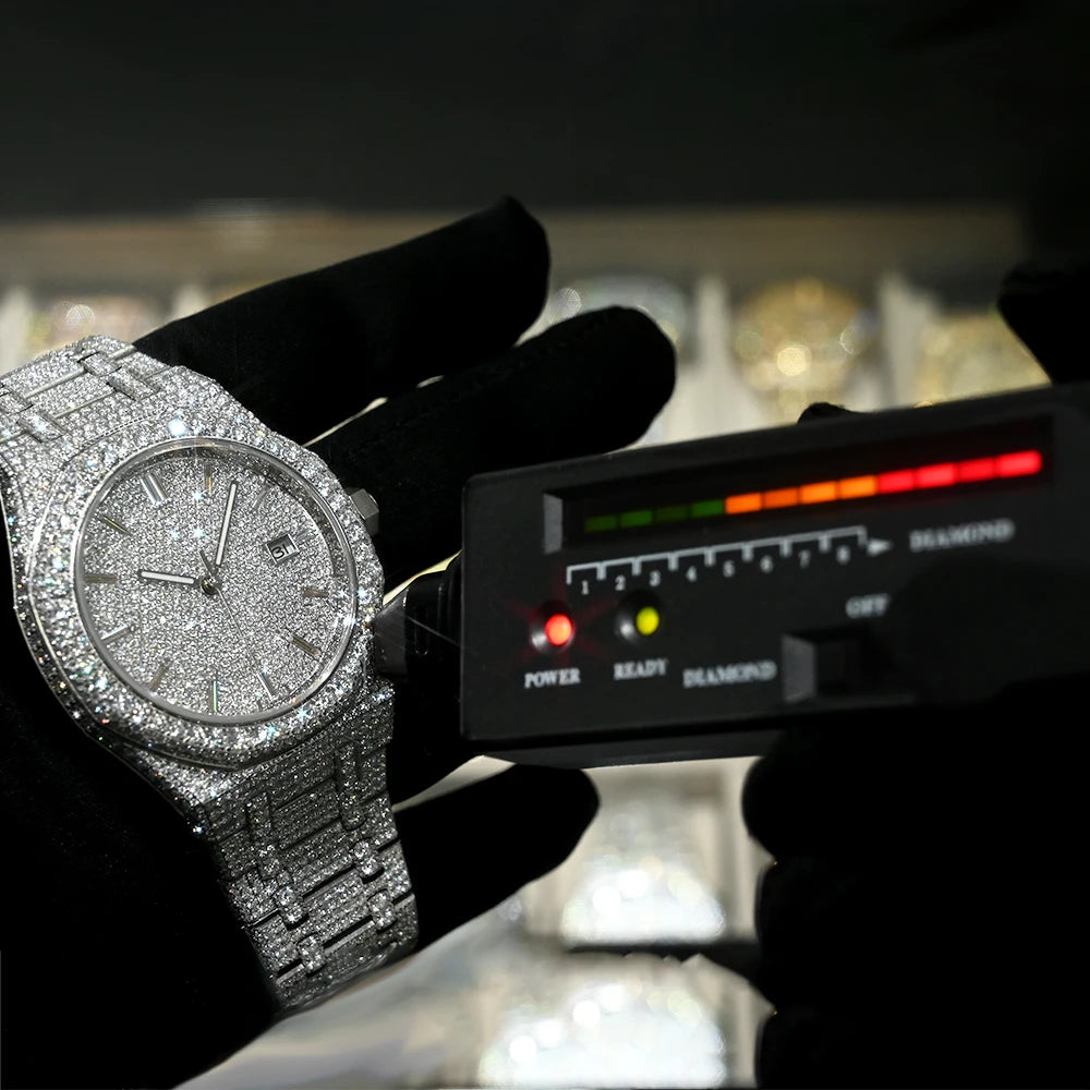 Designer Luxury Sapphire Automatic Mechanical Movement Watches Iced Out VVS Moissanite Watches for Men Wholesale
