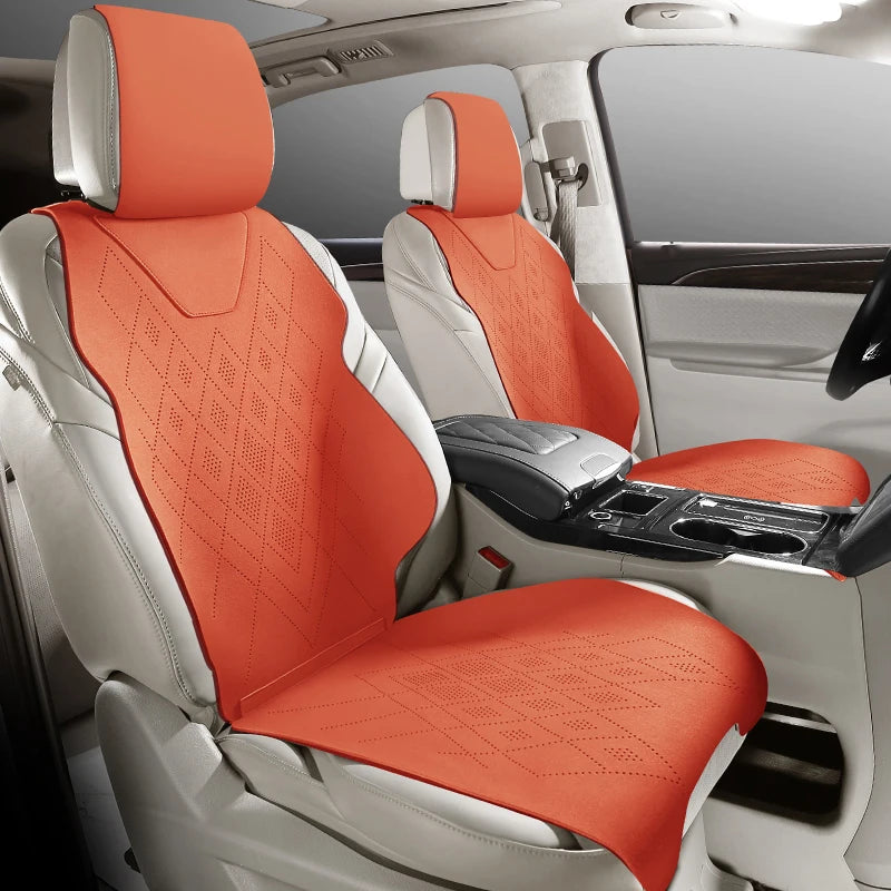 Universal Fit Car Accessories Suede Saddle Seat Cushion Pad Half Covered for 90% Sedan SUV Suede Set Cover Only 2 Front Seats