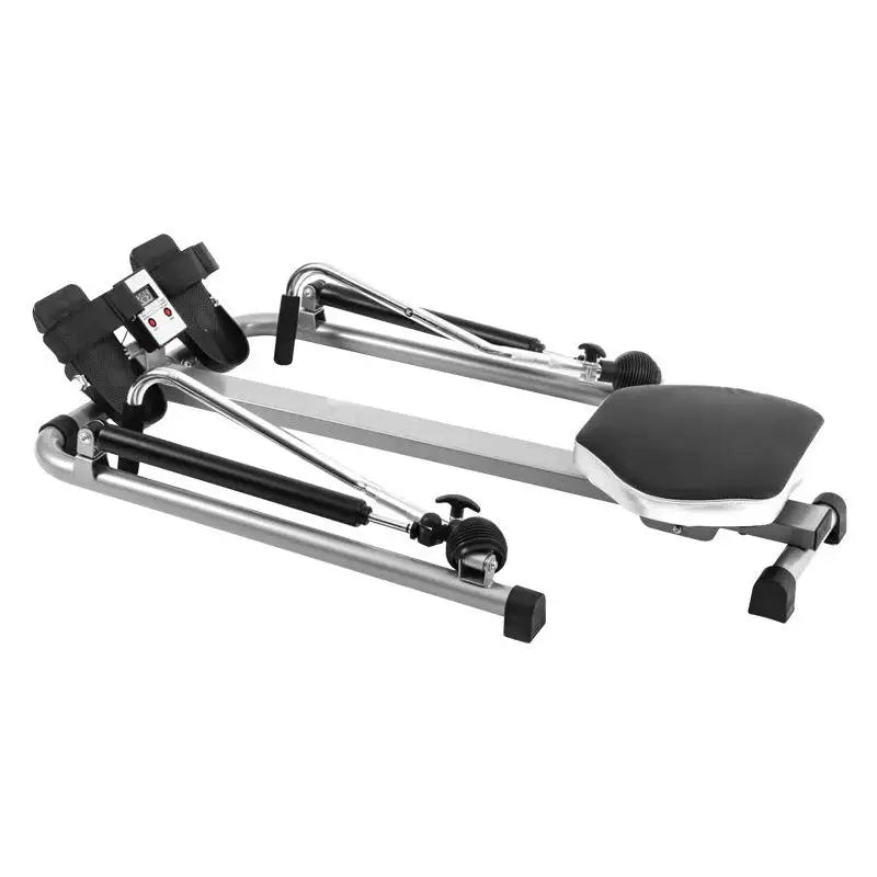 Home-use Double-handled Lightweight Indoor Rowing Machine, Hydraulic Folding Design, Silent Mechanism, Iron Material.