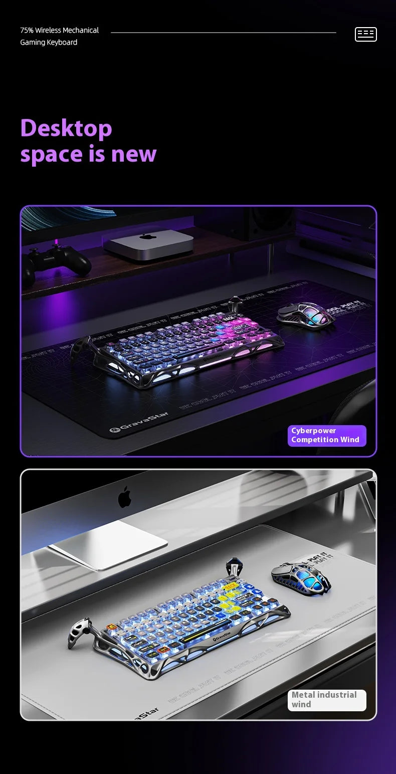 Wireless Mechanical Keyboard Gravastar for Laptop/Computer Special Gift Top Gaming Peripherals Cyberpunk K1 Pro Special Edition