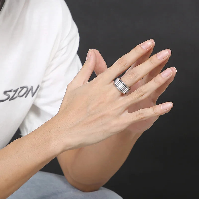 Fongten 12mm Rivet Pyramid Rings For Women Men Stainless Steel Hip Hop Anillos Hombres Classic Charm Ring Jewelry Christmas Gift