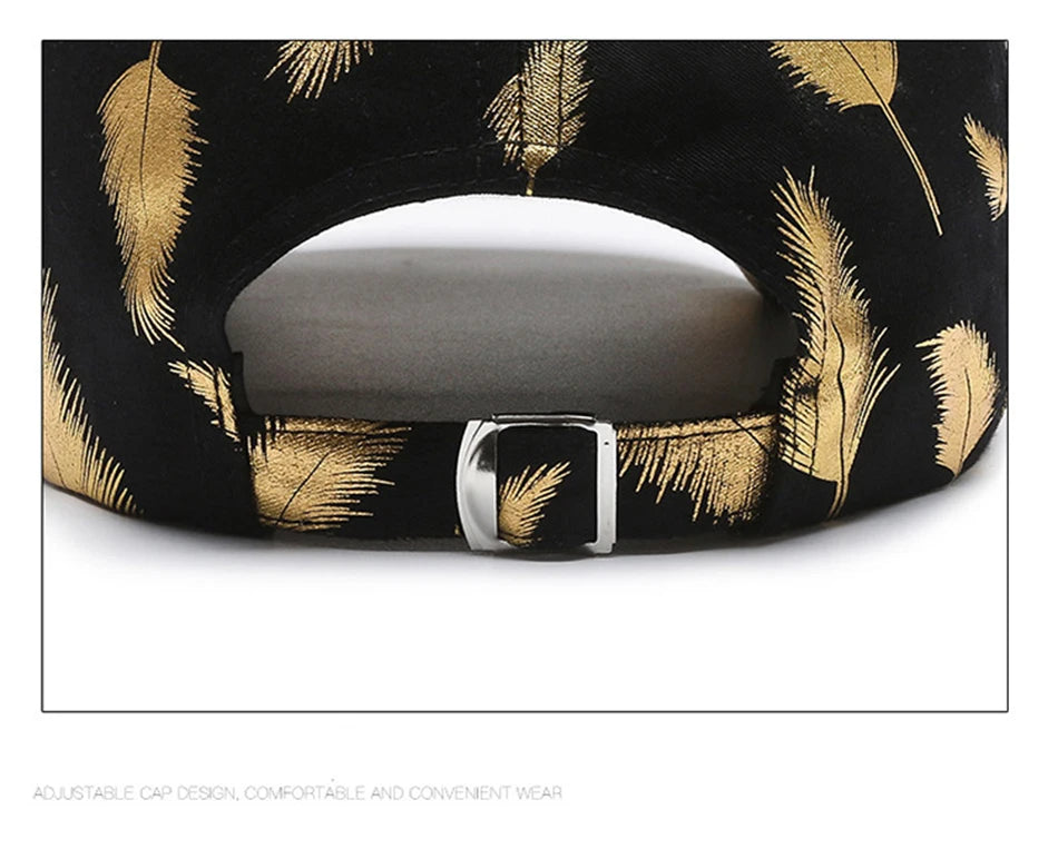 FS Brand Black Golden Feather Print Baseball Cap For Men Summer Women Trucker Hat Casual Cotton Snapback Hip Hop Caps Bone 2026