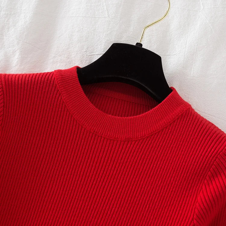 2026 women thick sweater pullovers khaki casual autumn winter button o-neck chic sweater female slim knit top soft jumper tops